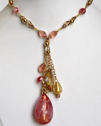 Murano Glass Necklace Coral