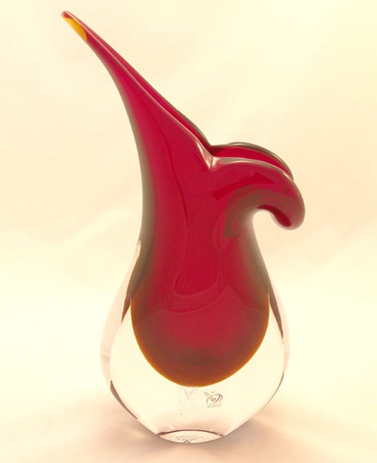 Murano Glass Vase Red/Topaz