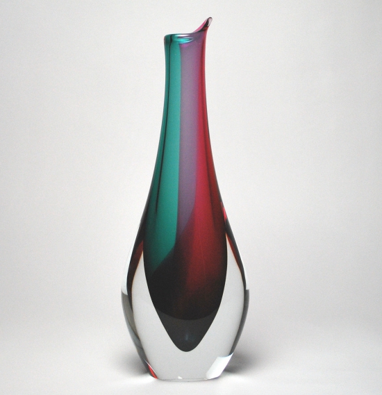 Chromatic murano vase Aqua/Ruby