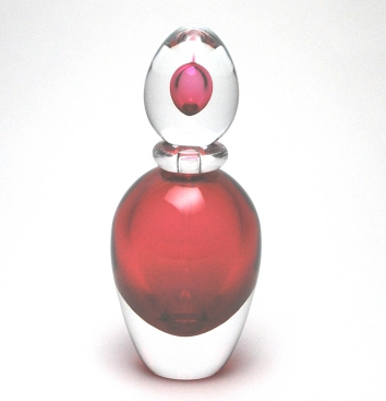 Sommerso Oval Burgundy Perfume Bottle Murano Glass