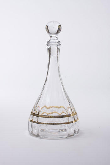 Wine Decanter with Gold and White Design