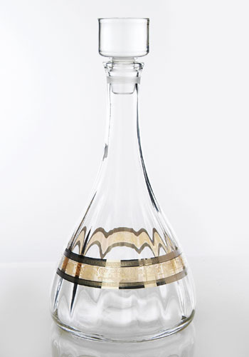 Glass Decanter With Silver Amber Artwork