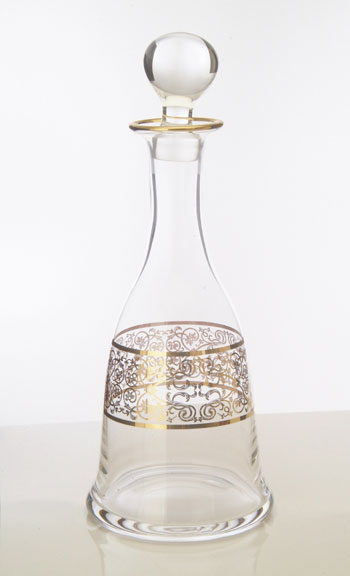Glass Decanter with Gold Artwork