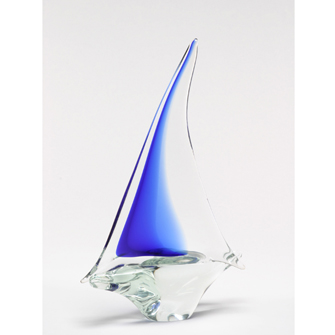 Murano Sailboat Large Blue/Clear