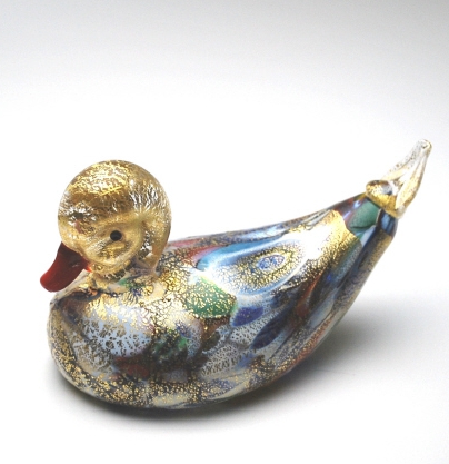 Murano Glass Miniature duck murrine technique