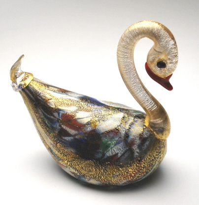 Murano Glass Miniature swan murrine technique