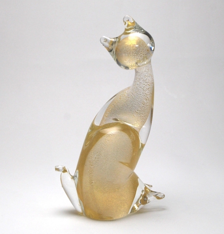 Murano Crystal Gold Cat