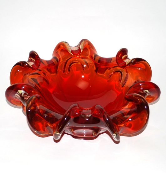 Large Murano Glass Ruby red Bowl