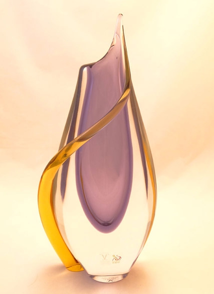 Murano Glass Vase Violet/Amber