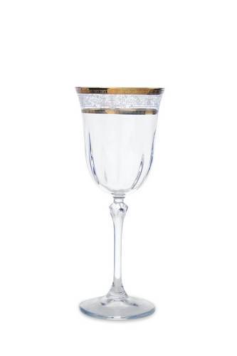 Set of  six Water Glasses with White Design