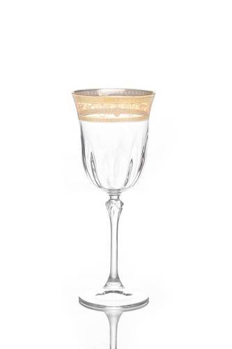 Set of six Water Glasses with Amber Gold Design