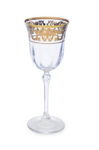 Set of Six Water Glasses with 14 Karat Gold Artwork