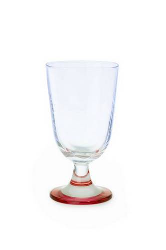 Set of Six Square Footed Glasses with Red Colored Design