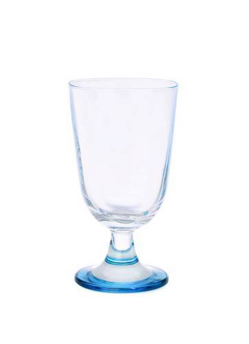 Set of Six Square Footed Glasses with Blue Colored Design