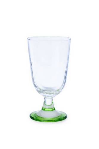 Set of Six Square Footed Glasses with Green Colored Design