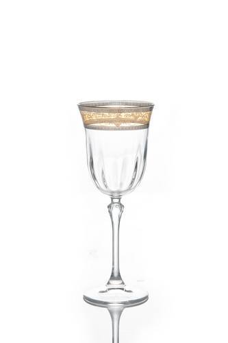 Set of Six Water Glasses with Silver Amber Design