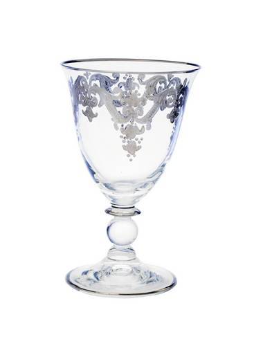 Set of Six Short Stemmed Glasses with 24k Silver Artwork Set of Six Short Stemmed Glasses with 24k Silver Artwork