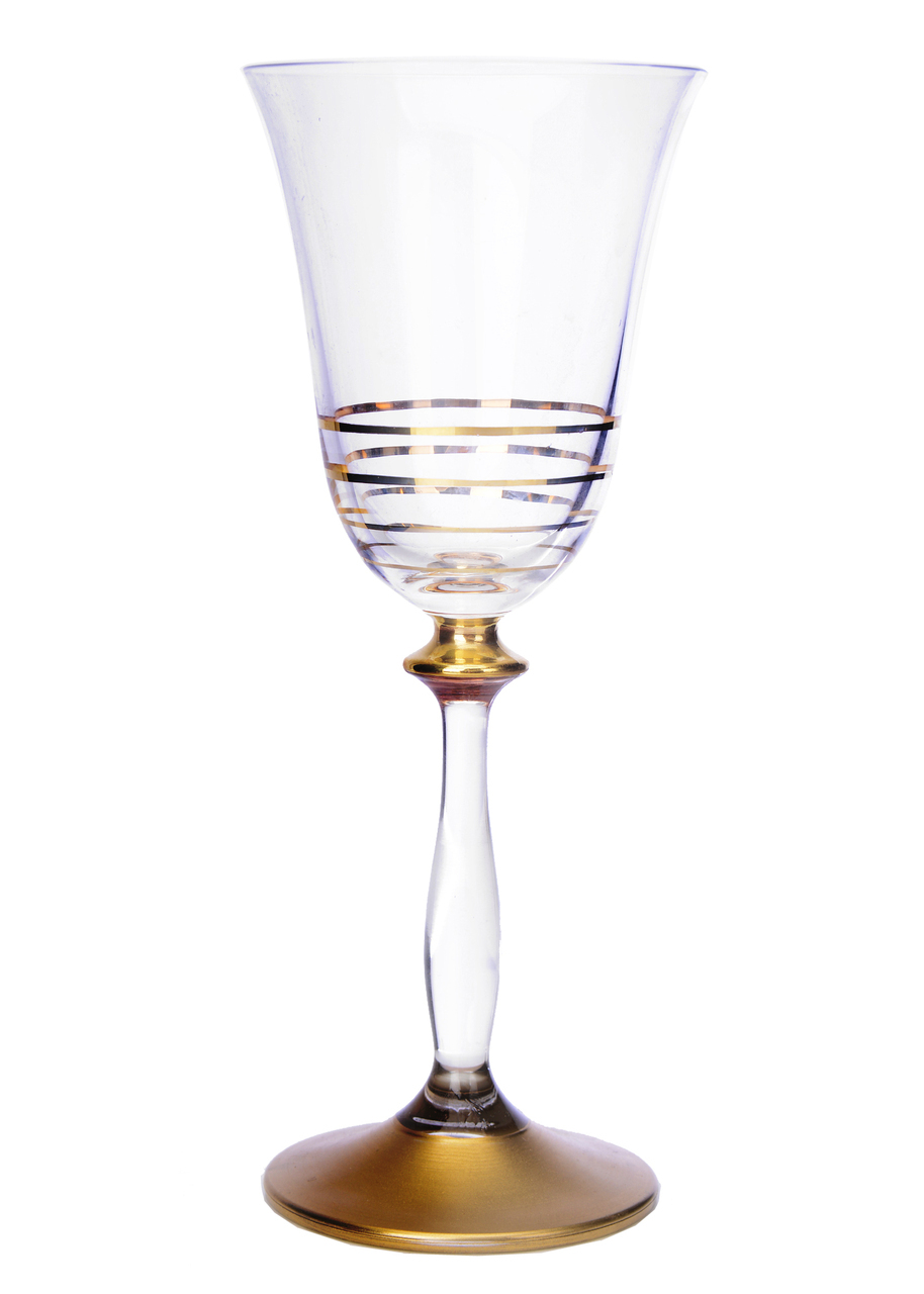 Set of Six Water Glasses with 14 karat Gold