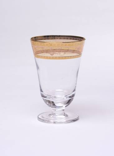 Set of six water Glasses with Amber Gold Design