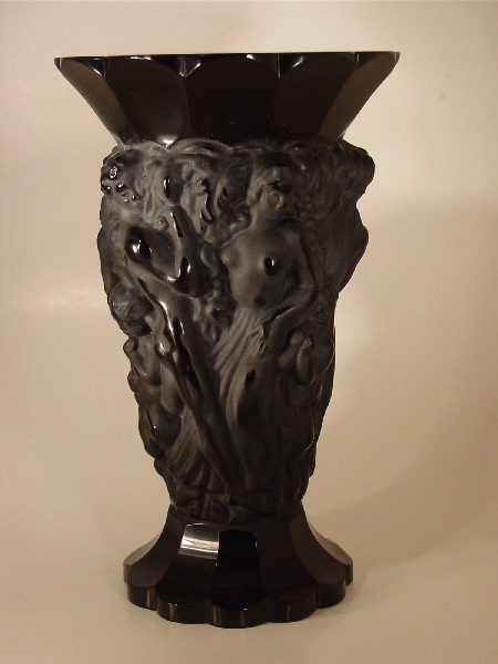 Black frosted crystal vase