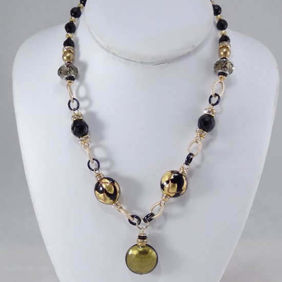 Multiforme Necklace Short Black-Gold