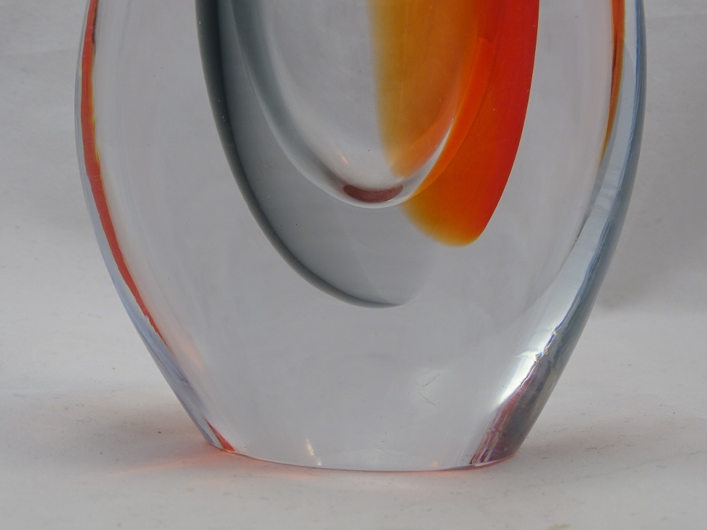 Murano Glass Vase Red/Gray