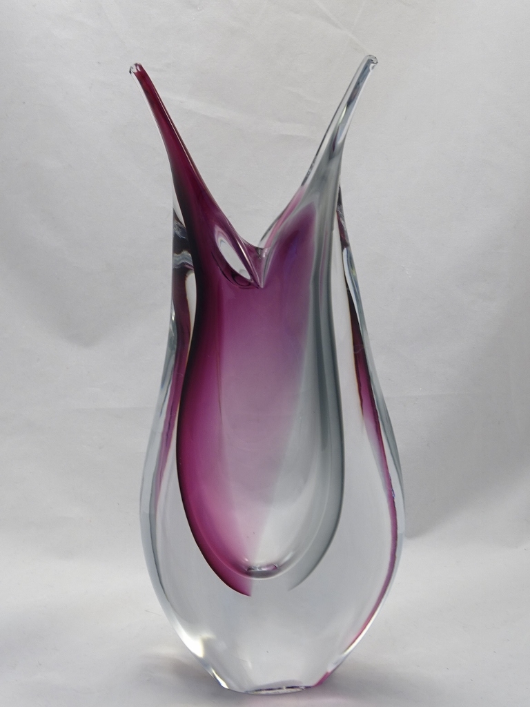 Murano Glass Vase Ruby/Gray