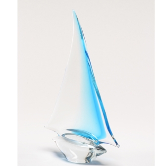 Murano  Glass Sailboat  light blue/clear