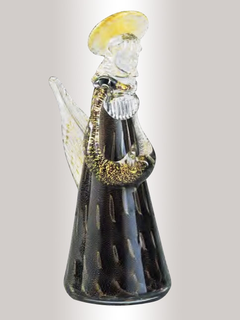 Murano Glass Black/Gold Angel