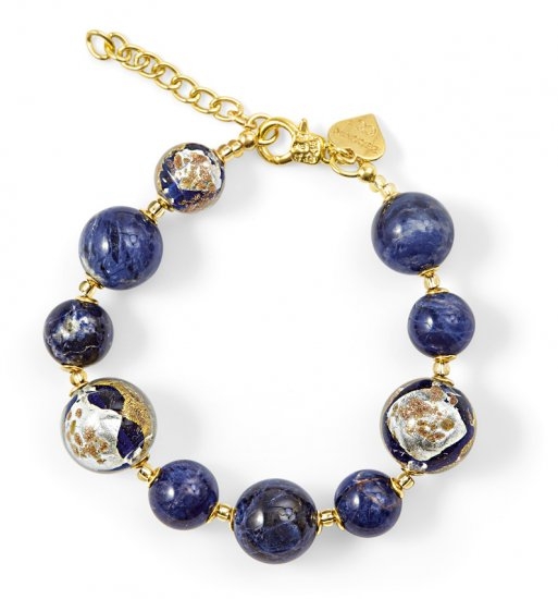 Murano Glass Bracelet Blue With Sodalite