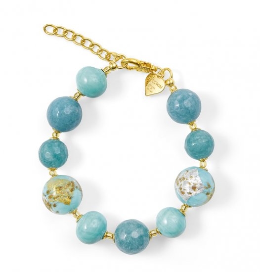 Murano Glass Bracelet Light Blue With Angelite