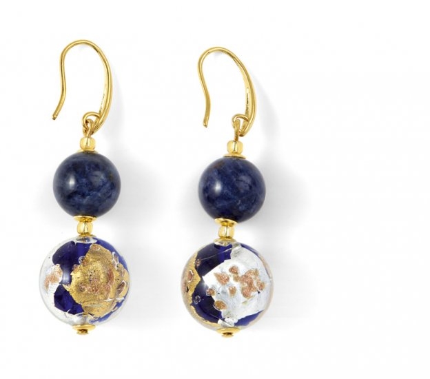 Murano Glass Earrings Blue With Sodaline