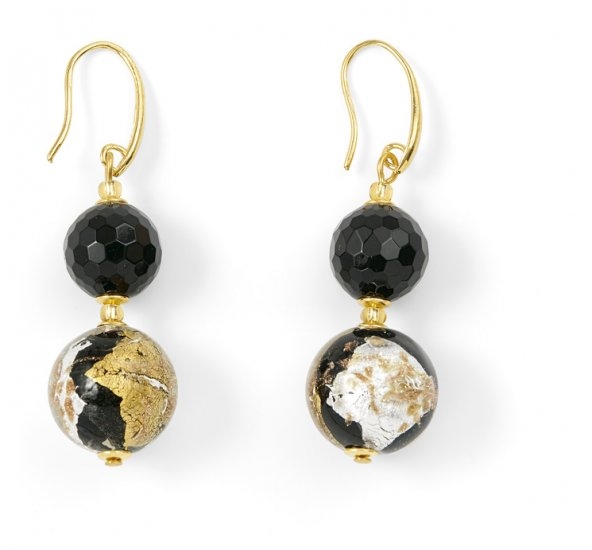 Murano Glass Earrings With Black Onyx