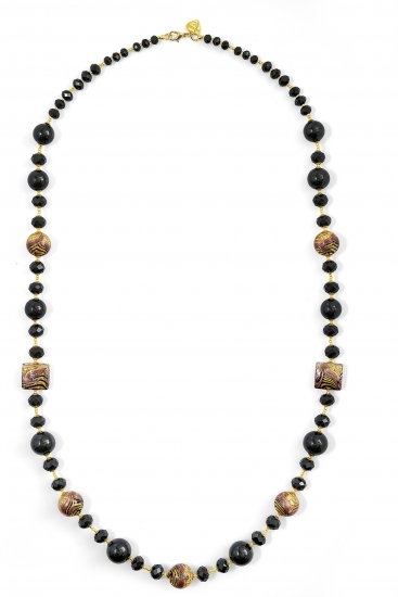 Murano Glass Necklace Black Long