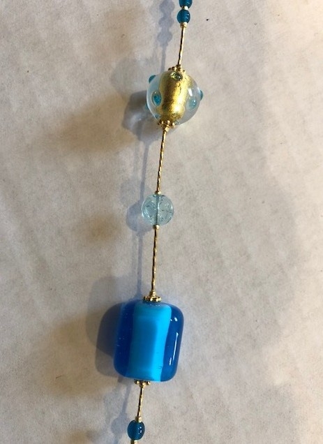 Murano Glass Necklace Sky Blue/Gold