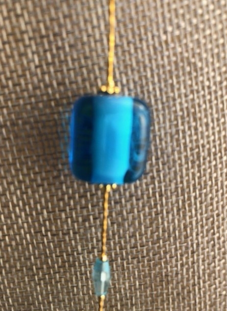 Murano Glass Necklace Sky Blue/Gold