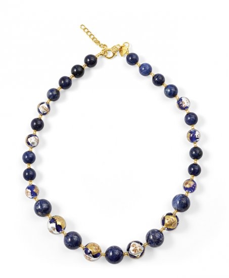 Murano Glass Necklace Blue With Sodalite