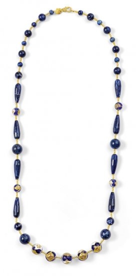 Murano Glass Necklace Blue With Sodalite Long