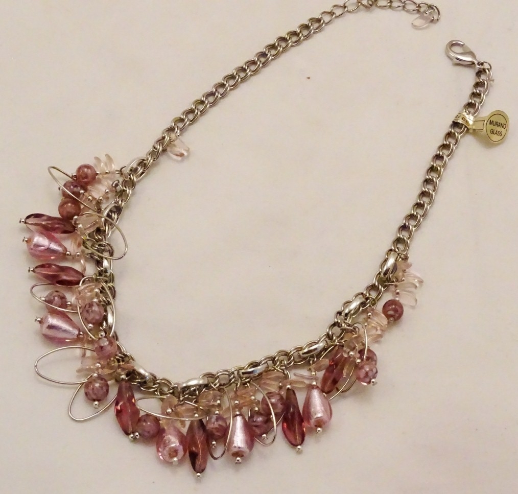 Murano Glass Necklace Pink