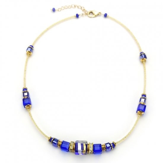 Mutano Glass Necklace Sapphire Blue Short
