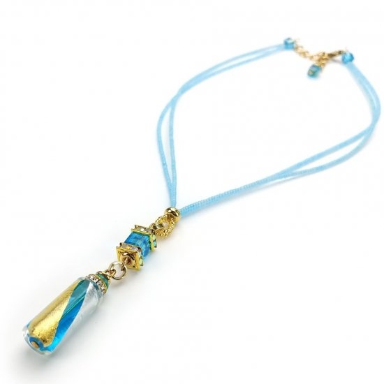 Murano Glass Pendant Silver/Gold/Light blue