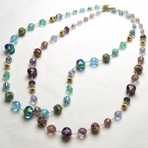 Murano Glass Bead Necklace Long