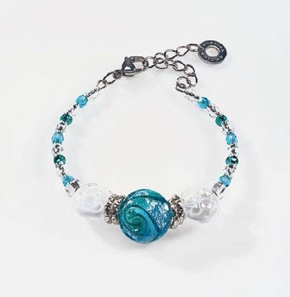 Murano Glass Bracelet White/Turquoise