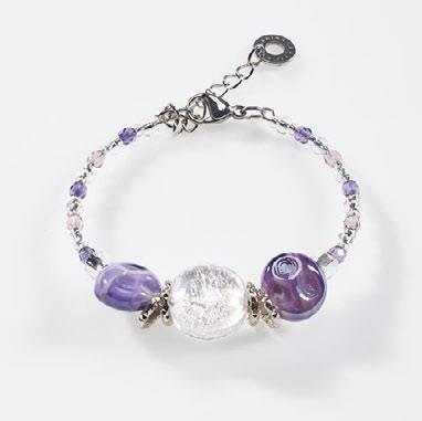 Murano Glass Bracelet White/Purple