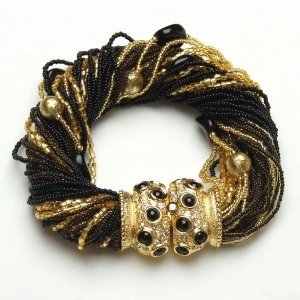 Angelica Murano Glass Bracelet Black/Gold