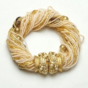 Angelica Murano Glass Bracelet White/Gold