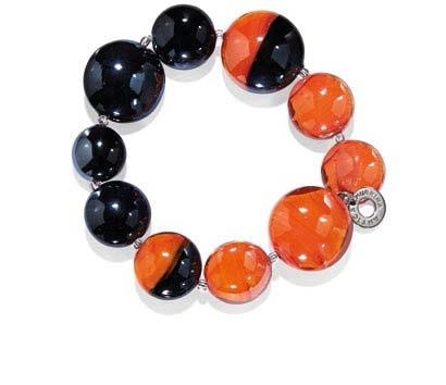 Murano Glass Bracelet Orange/Black