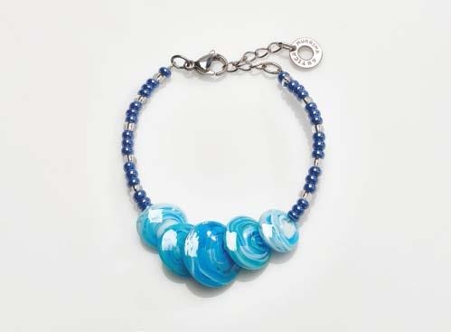 Magic Murano Glass Bracelet  Blue With Beads