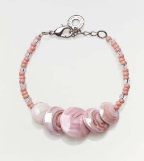 Magic Murano Glass Bracelet  Pink With Beads