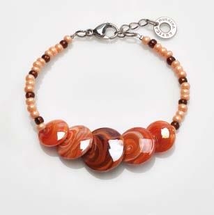Magic Murano Glass Bracelet  Red With Beads